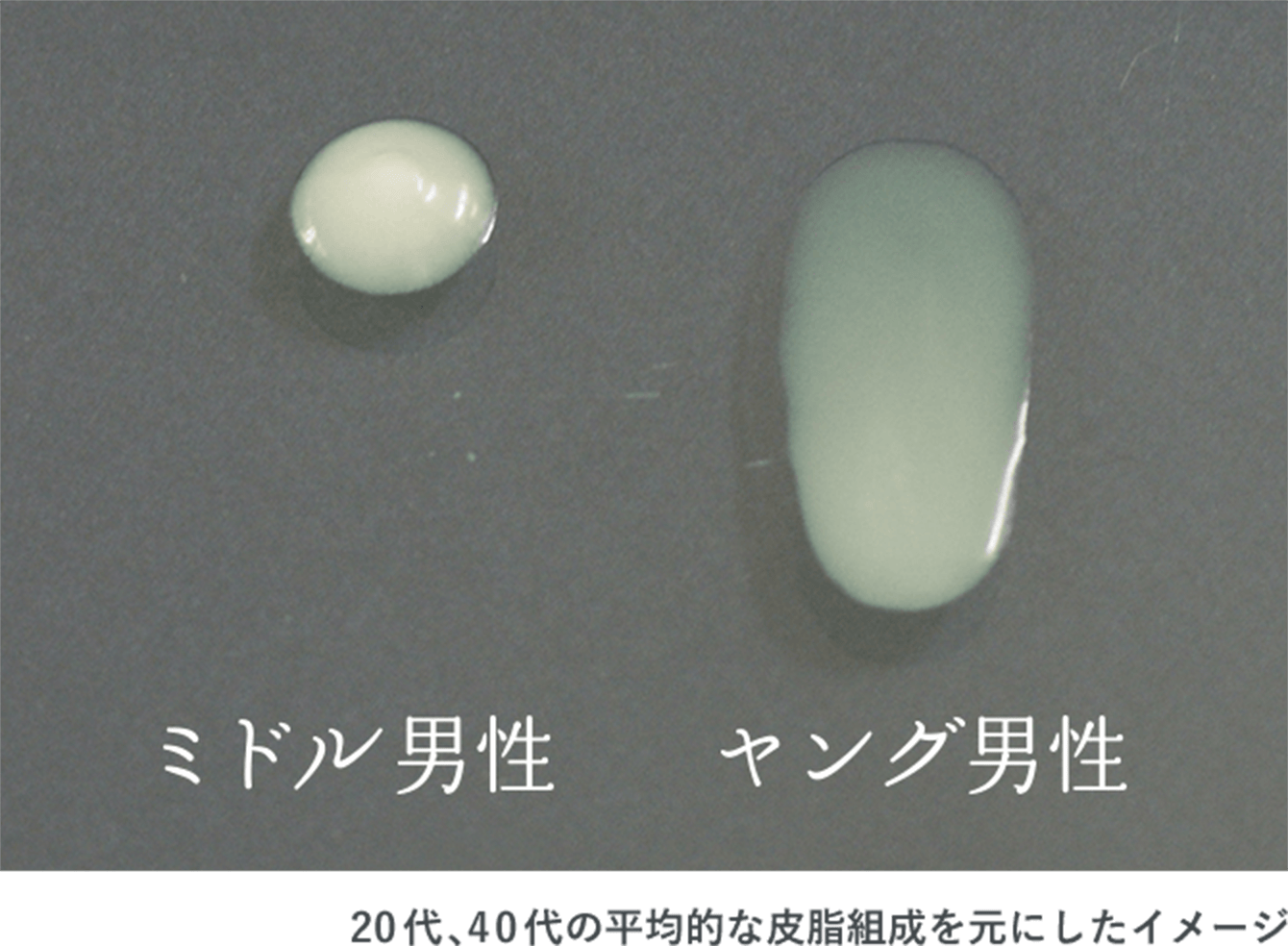 20代、40代の平均的な皮脂組成を元にしたイメージ