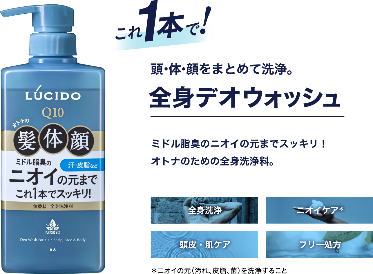 これ1本で! 頭・体・顔をまとめて洗浄。全身デオウォッシュ